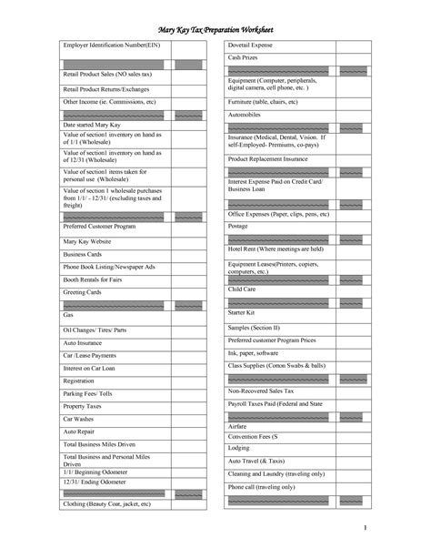 Mary Kay Business Printable Pdf Mary Kay Tax Worksheet Mary Kay