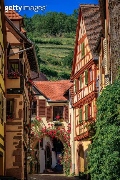 Traditional Half Timbered Houses On The Alsatian Wine Route