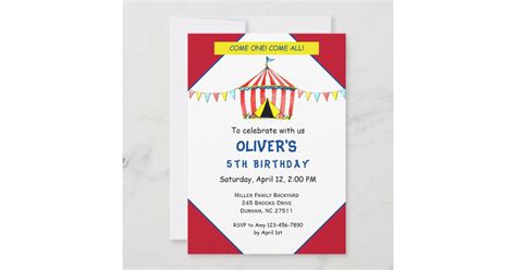 Colorful Circus Tent Kids birthday invitation | Zazzle