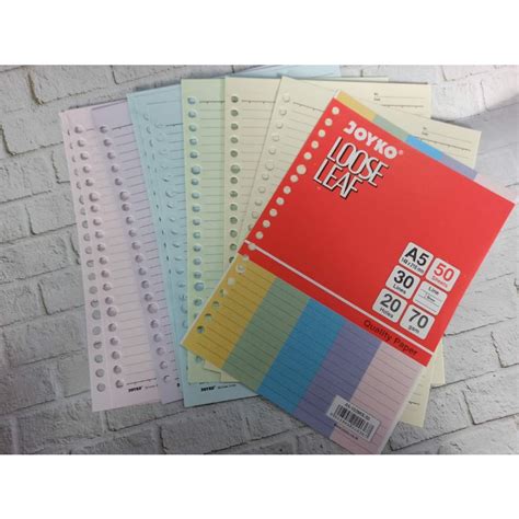 Jual Isi Refill Kertas Binder Loose Leaf A5 20 Ring Warnaa5 20 Ring