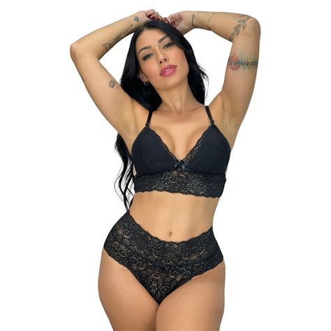 Conjunto calcinha e sutiã Lingerie feminina sensual Langerie sexy Shopee Brasil