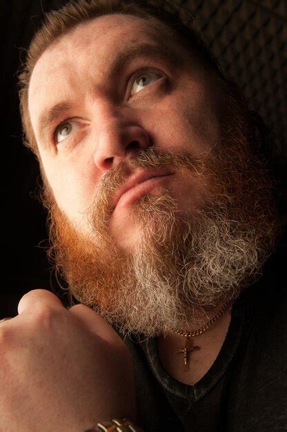 Premium Photo Close Up Of Thoughtful Man With Beard