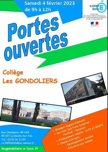 Portes Ouvertes 2023 Collège Les Gondoliers