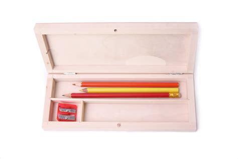 Wooden Pencil Case Compartments Unfinished Box Unpainted