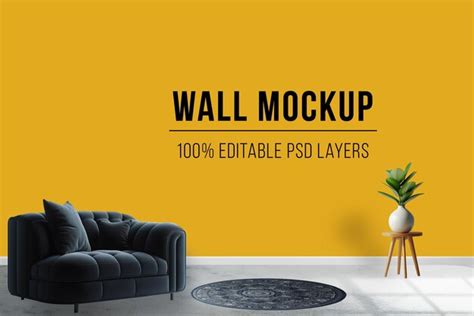 Premium PSD Living Room Wall Mockup Psd