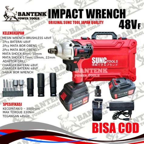 Jual Mesin Bor Baterai 48v Impact Wrench Merah Full Sunc Tool Bor Buka Pasang Baut Bor Shock