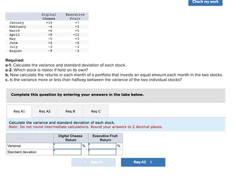 Solved Required A Calculate The Variance And Standard Chegg