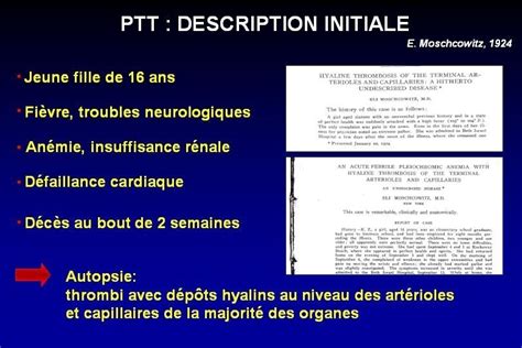 Microangiopathies Thrombotiques Physiopathologie Classification Paul