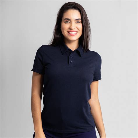 Camisa Polo Azul Marinho Feminina Lasfer Store Moda B Sica E