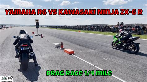 Yamaha R6 Vs Kawasaki Ninja Zx 6 R Street Bikes Races Drag Race 14