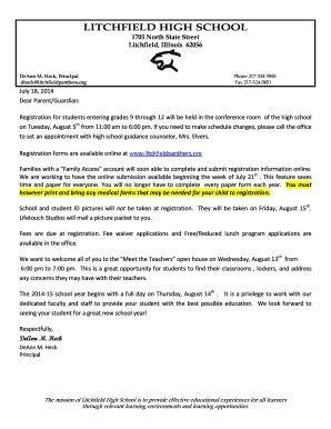 Fillable Online Litchfieldpanthers LHS Returning 10 12 Grade Paper Form