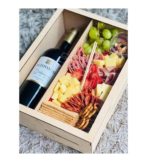 Charcuterie Gift Box With Wine And Fruit Snacks