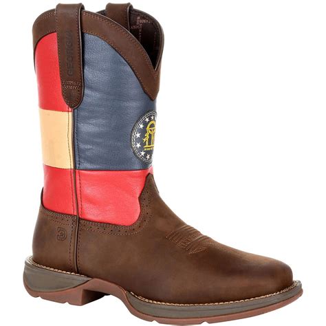 Durango Mens Rebel Georgia State Flag Western Boots Hickory Brown