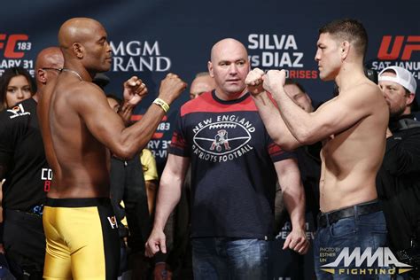 Anderson Silva Vs Nick Diaz Staredown Pic Video From UFC 183 Weigh