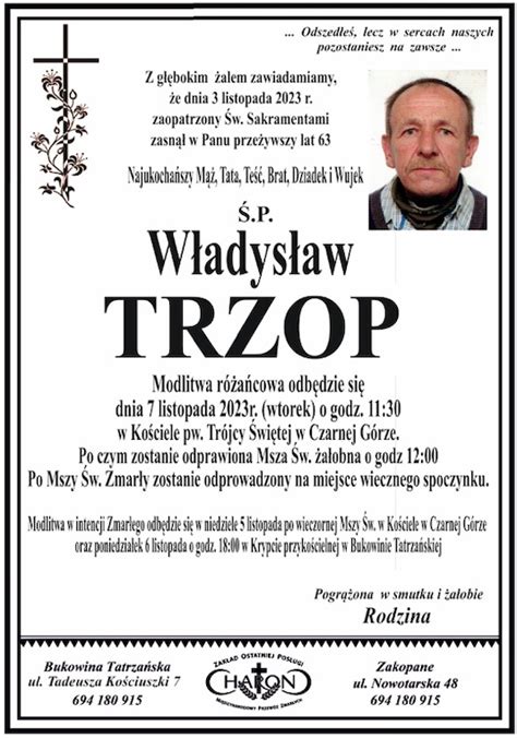 Władysław Trzop Nekrologi podhale24 pl