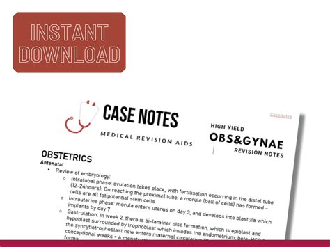 Obs And Gynae Revision Notes Case Notes Medical Revision Aids Obstetrics And Gynaecology High