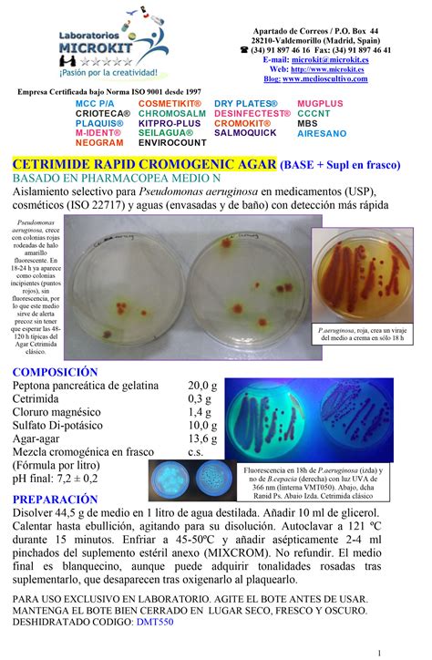 CROMOKIT RAPID PSEUDOMONAS AGAR 1