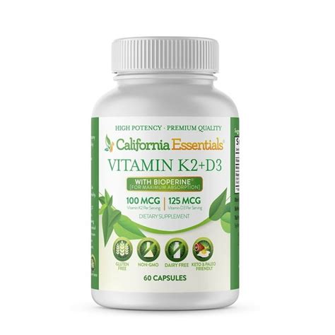 Vitamin K2 Vit D3 5000 Iu With Bioperine For Maximum Absorption 60 Capsule