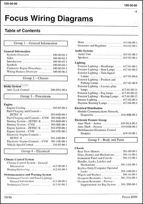 2003 Ford Focus Factory Wiring Diagrams