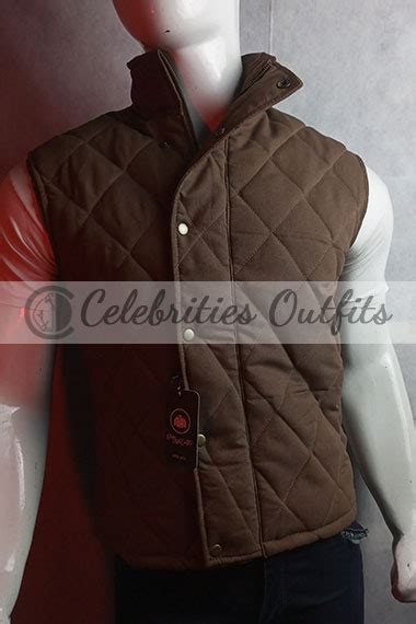 Yellowstone Kevin Costner John Dutton Ranch Brown Satin Vest