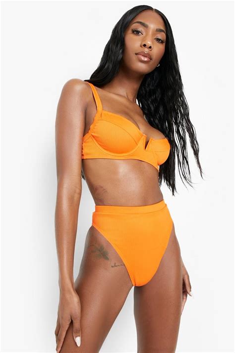 Recycled Rib Underwired Bikini Top Boohoo