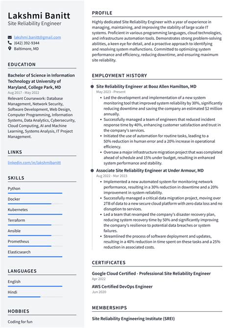 Oracle Site Reliability Engineer Resume Examples Resumecat