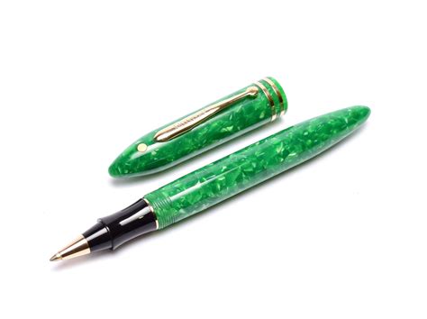 Vintage Sheaffer Balance Ii Marbled Jade Green And 23k Gold Electroplated