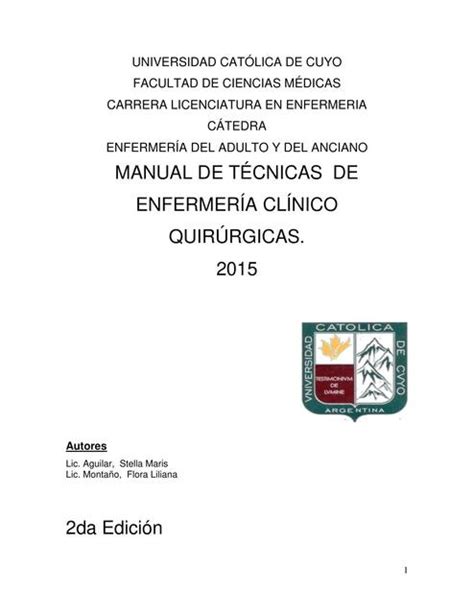 Manual De Técnicas De Enfermería Clínico Quirúrgicas Paula Udocz