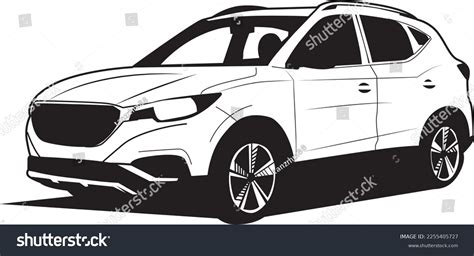 Car Silhouette Outline Illustration Isolated White Stock Vector ...