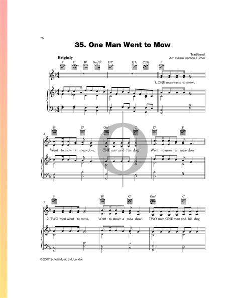 One Man Went To Mow Anonymous Piano Sheet Music Oktav