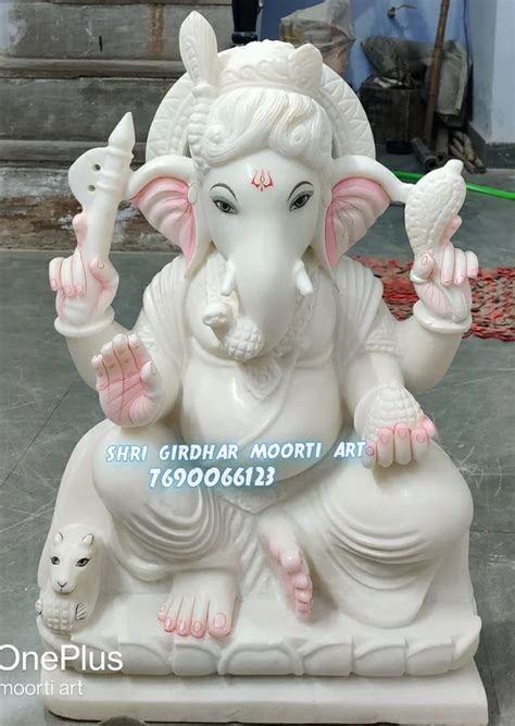 Marble Super White Best Carving Ganesh Ji Statue At Rs 25000