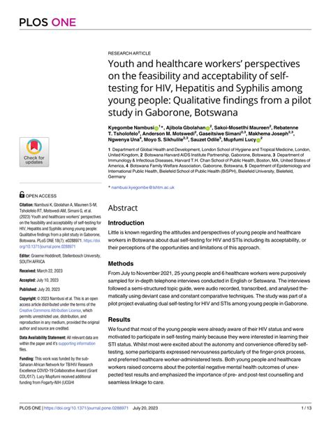 Pdf Youth And Healthcare Workers Perspectives On The Feasibility And Acceptability Of Self