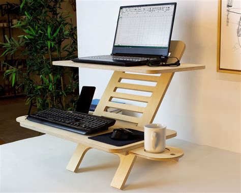 Adjustable Wood Laptop Stand Standing Desk Converter Workstation