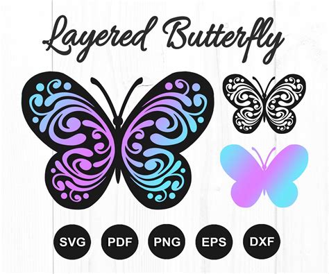 Butterfly Svg Bundle Mandala Butterfly Svg Layered Butterfly Etsy