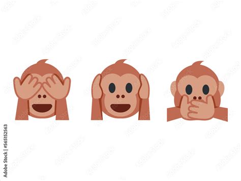 Gandhi's three monkey emoji vector set design. Isolated See-No-Evil ...