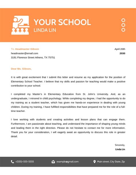 Orange And Dark Green Minimalist Business Teacher Letterhead Venngage