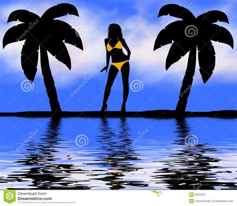 Frau Im Bikini Am Strand Stock Abbildung Illustration Von Bikini