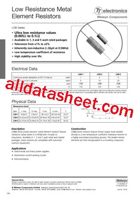 LOB 1 Datasheet PDF Welwyn Components Limited