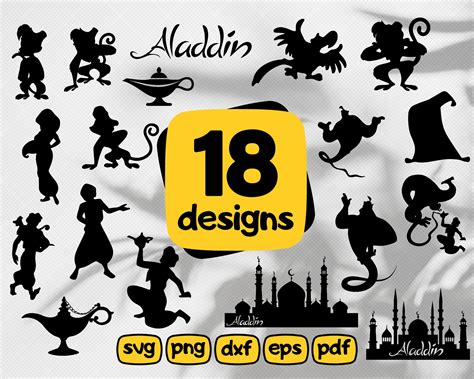 Aladdin Svg Disney Svg Jasmine Svg Genie Svg Aladdin Silhouette