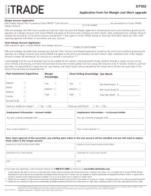 Fillable Online MARGIN AND SHORT MARGIN ACCOUNT APPLICATION Fax Email