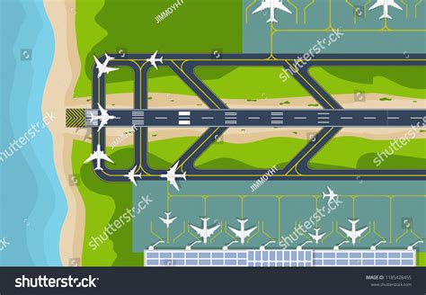 Top Down View Sky Airport Runway Stock Vector (Royalty Free) 1185428455 ...