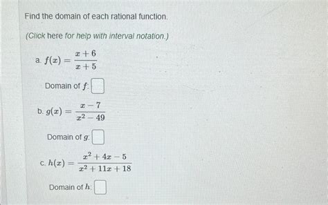 Solved Find The Domain Of Each Rational Functionclick Here