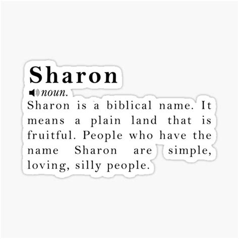 Sharon Name Definition Meaning Sticker For Sale By Peachyline Redbubble