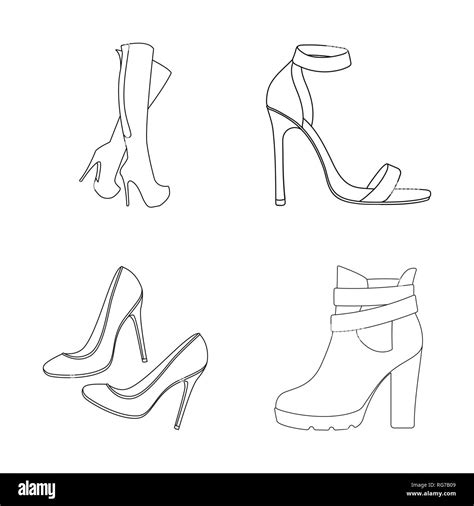 Stickerwomenredsilhouettebootheelhighshoesstilettofashionshoepairgirlsetvector