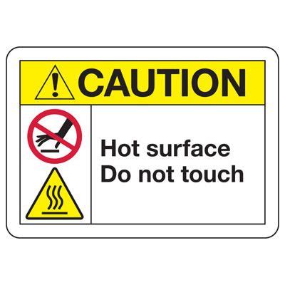 Ansi Temperature Warning Signs Caution Hot Surface Do Not Touch With