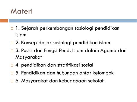 Sosiologi Pendidikan Islam Ppt Download