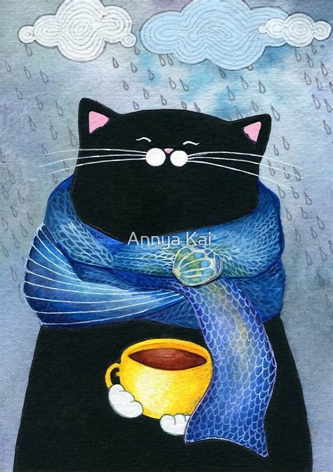 "Rainy Day Coffee " by Annya Kai | Redbubble