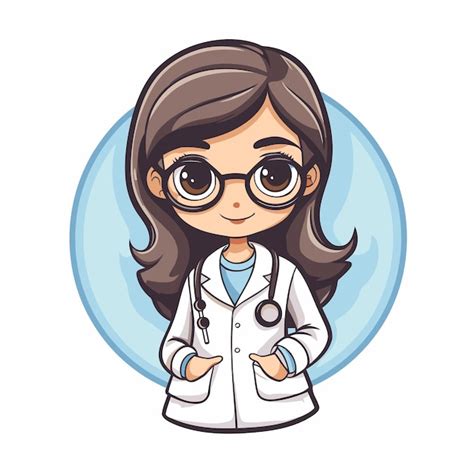 Doctora Chica Linda Con Abrigo Blanco Y Gafas Con Estetoscopio Dise O