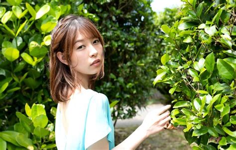 Wallpaper Asian Model Woman Pretty Japanese Outdoor Plant Rena Aoi For Mobile And Desktop