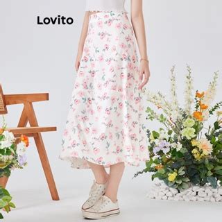 Lovito Boho Floral Ball Gown Zip Back Fastening Skirt For Women